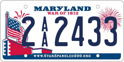 MD license plate 2AA2433