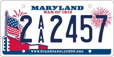 MD license plate 2AA2457