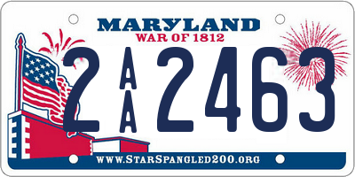 MD license plate 2AA2463