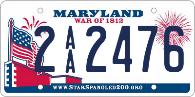 MD license plate 2AA2476