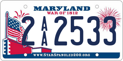 MD license plate 2AA2533