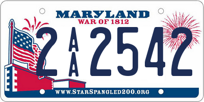 MD license plate 2AA2542