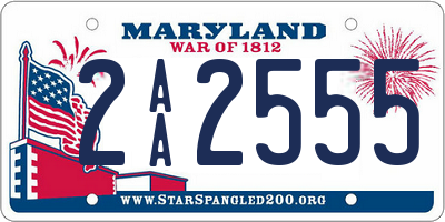 MD license plate 2AA2555