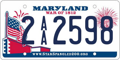 MD license plate 2AA2598