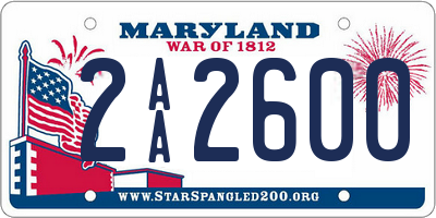 MD license plate 2AA2600