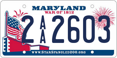 MD license plate 2AA2603