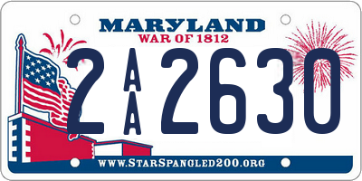 MD license plate 2AA2630