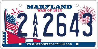 MD license plate 2AA2643