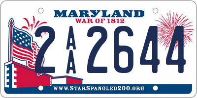 MD license plate 2AA2644