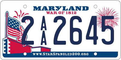 MD license plate 2AA2645