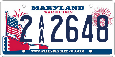 MD license plate 2AA2648