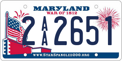 MD license plate 2AA2651