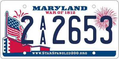 MD license plate 2AA2653