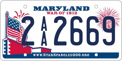 MD license plate 2AA2669