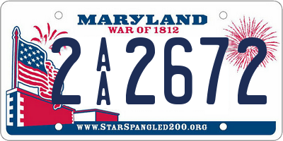 MD license plate 2AA2672