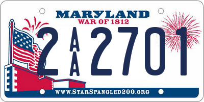 MD license plate 2AA2701