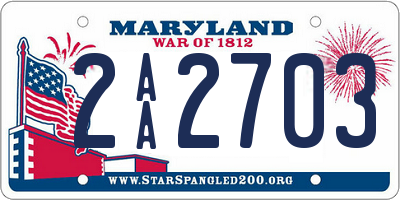 MD license plate 2AA2703