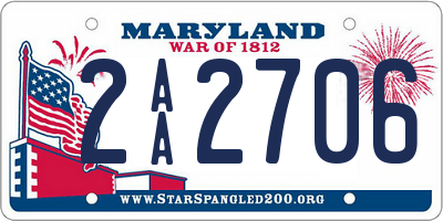 MD license plate 2AA2706