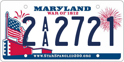 MD license plate 2AA2721