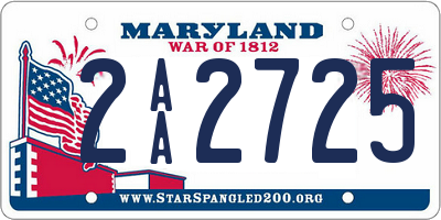 MD license plate 2AA2725