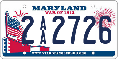 MD license plate 2AA2726