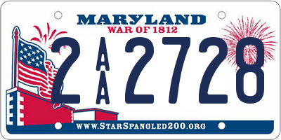 MD license plate 2AA2728