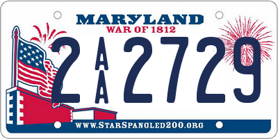 MD license plate 2AA2729