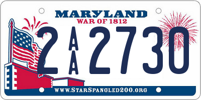 MD license plate 2AA2730