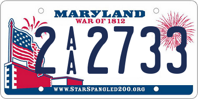 MD license plate 2AA2733