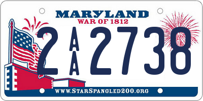 MD license plate 2AA2738