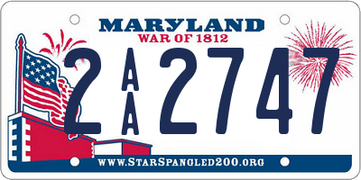 MD license plate 2AA2747