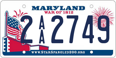 MD license plate 2AA2749