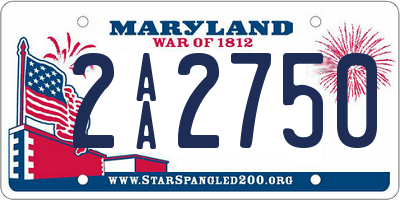 MD license plate 2AA2750