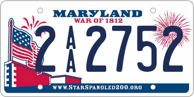 MD license plate 2AA2752