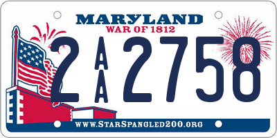 MD license plate 2AA2758