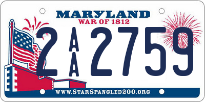 MD license plate 2AA2759