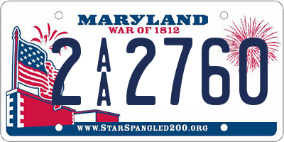 MD license plate 2AA2760