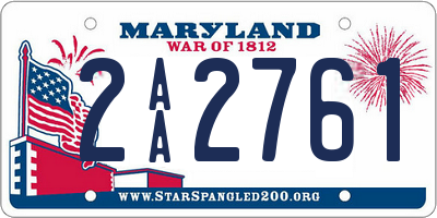 MD license plate 2AA2761