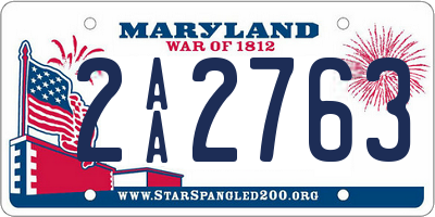 MD license plate 2AA2763