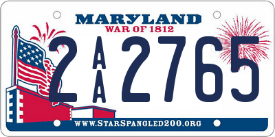 MD license plate 2AA2765