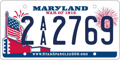 MD license plate 2AA2769