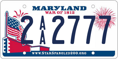 MD license plate 2AA2777