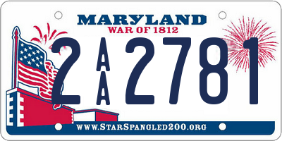 MD license plate 2AA2781