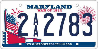 MD license plate 2AA2783