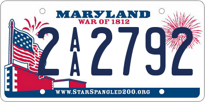 MD license plate 2AA2792
