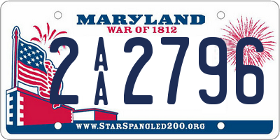 MD license plate 2AA2796