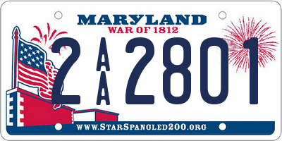 MD license plate 2AA2801