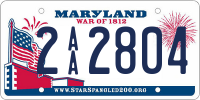 MD license plate 2AA2804