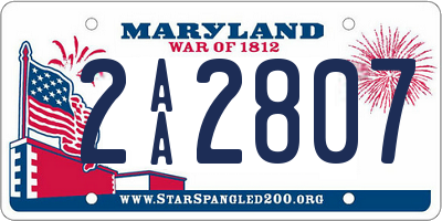 MD license plate 2AA2807