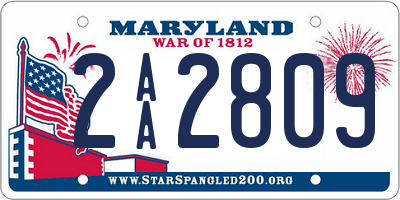 MD license plate 2AA2809